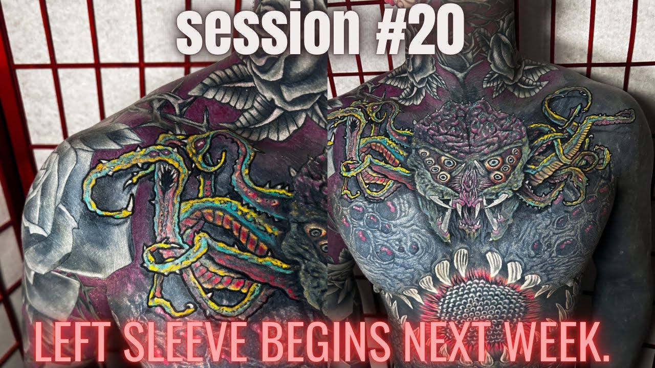 Sessions #20 color on chest tattoo, and review