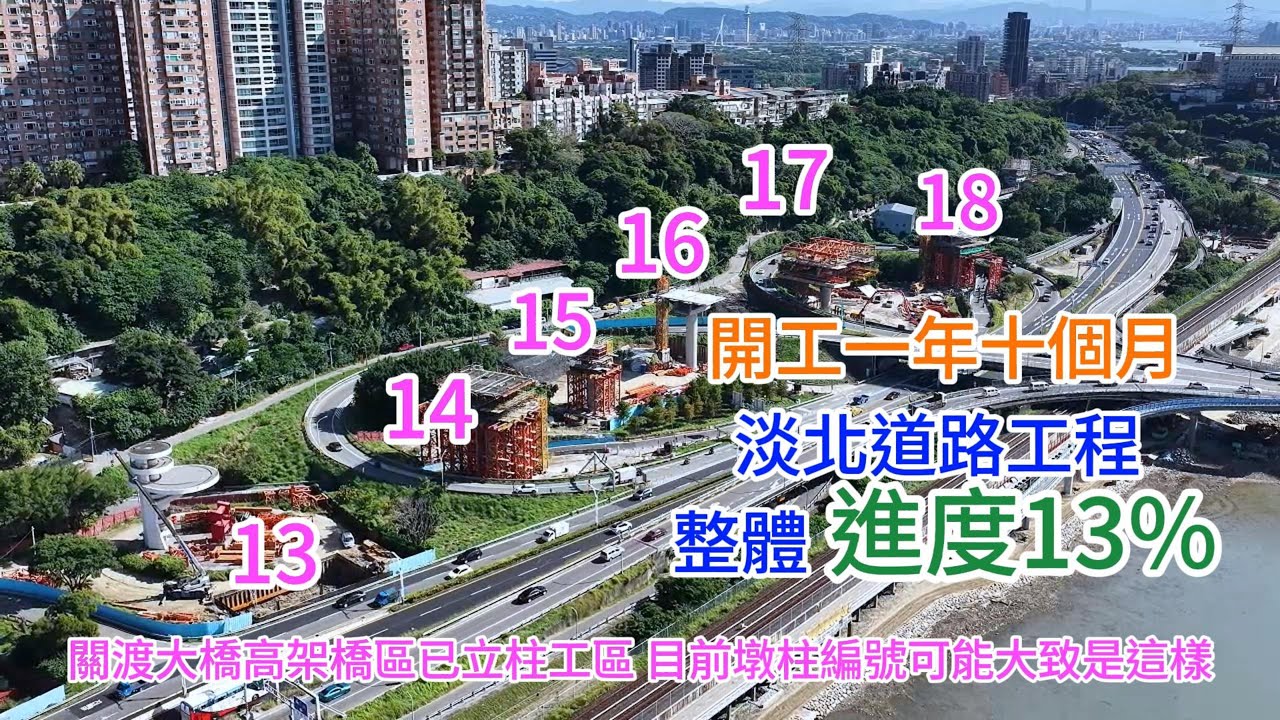 2025.12.23 淡北道路工程 開工至今大約1年10個月 進度13%左右 穩定向前邁進 工區全線進度細節說明 4K