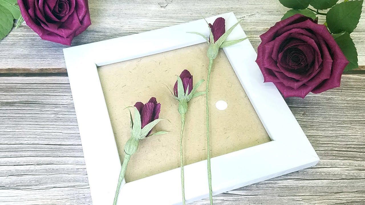 Paper Rose Bud How to make crepe paper flower Easy Tutorial