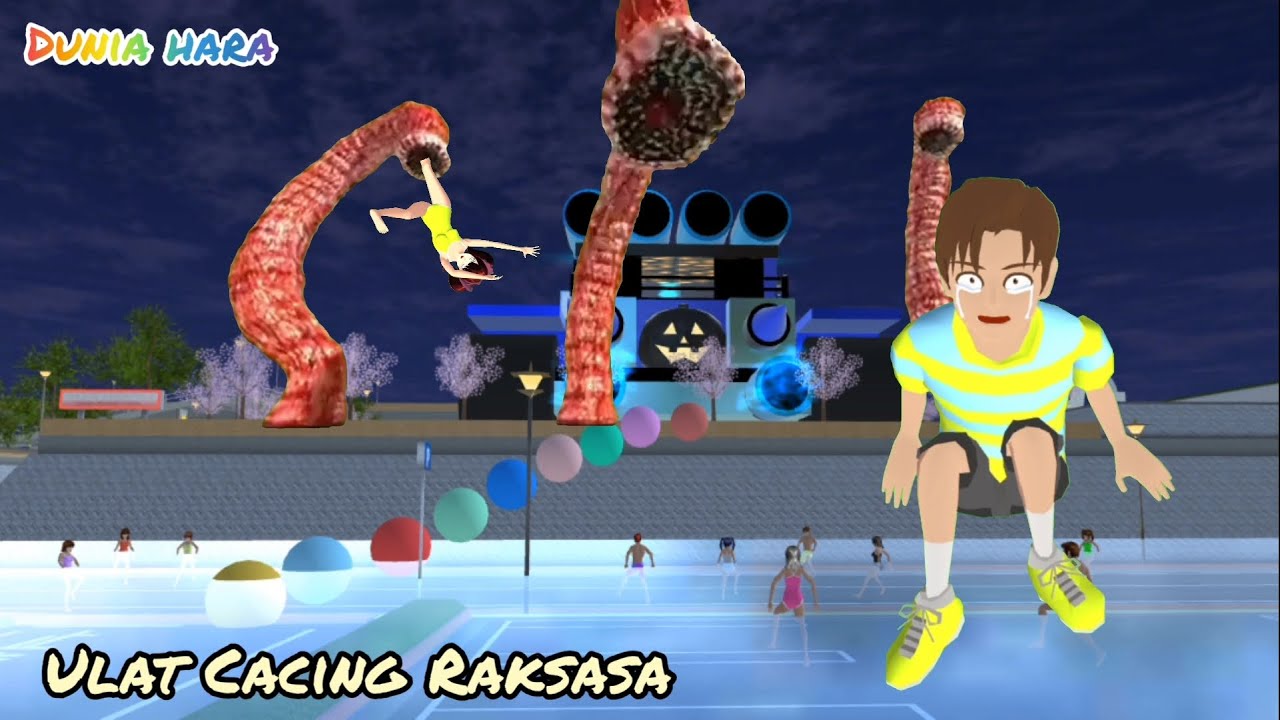 Banjir, Yuta Parkour Malah Jumpa Ulat Cacing Raksasa di Mobil Monster 😱😰 | Sakura School Simulator