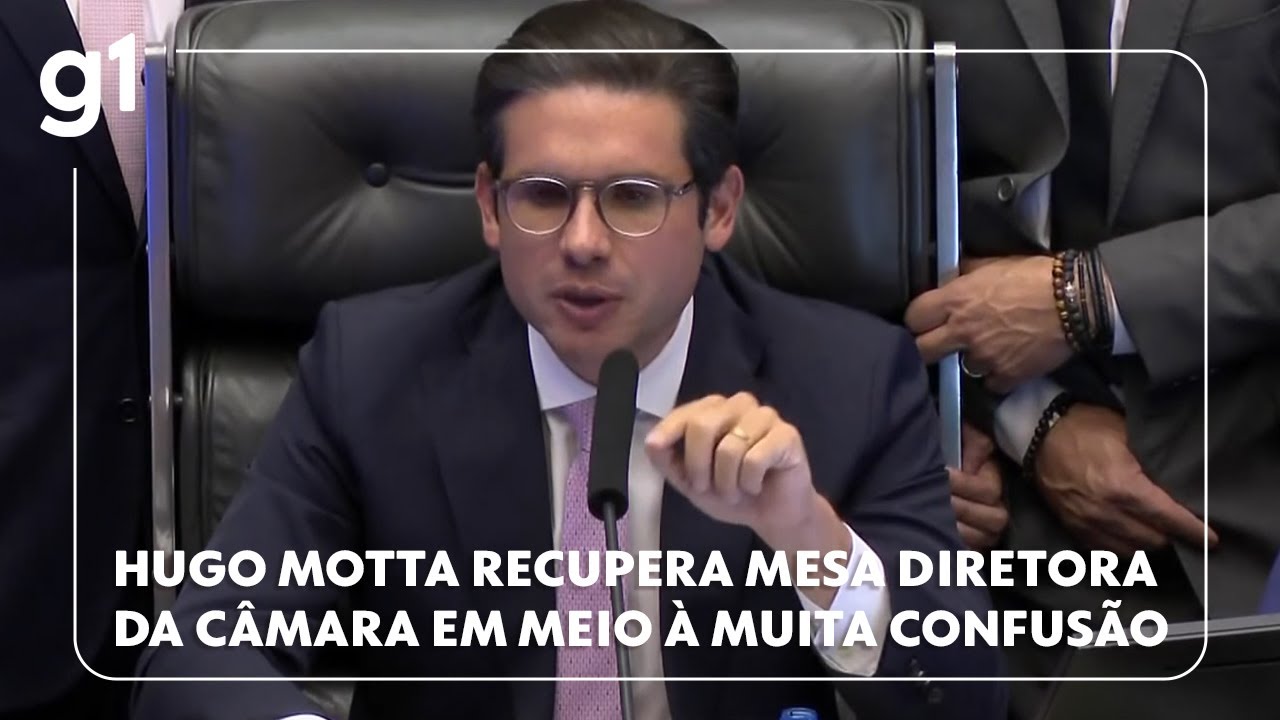 Hugo Motta reassume a mesa diretora da Câmara em meio a muita confusão da oposição