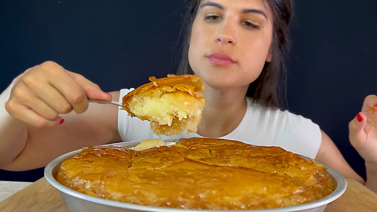 GALAKTOBOUREKO (SYRUPY CUSTARD PIE) | MUKBANG | ASMR | EATING SOUNDS