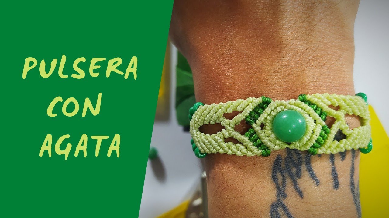 Como hacer PULSERA EN MACRAME con piedra ágata / Macramé tribal