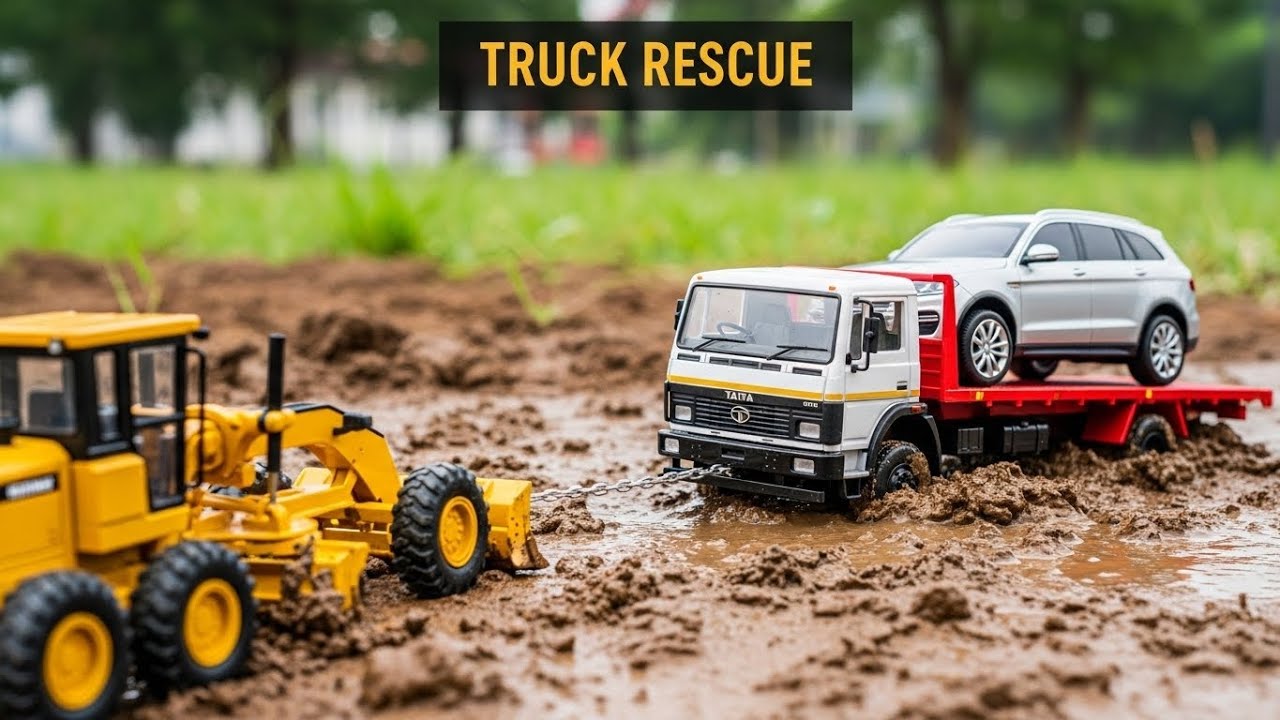 Строительство моста и ремонт дороги трактором 🚜🚧 Спасение игрушечного грузовика