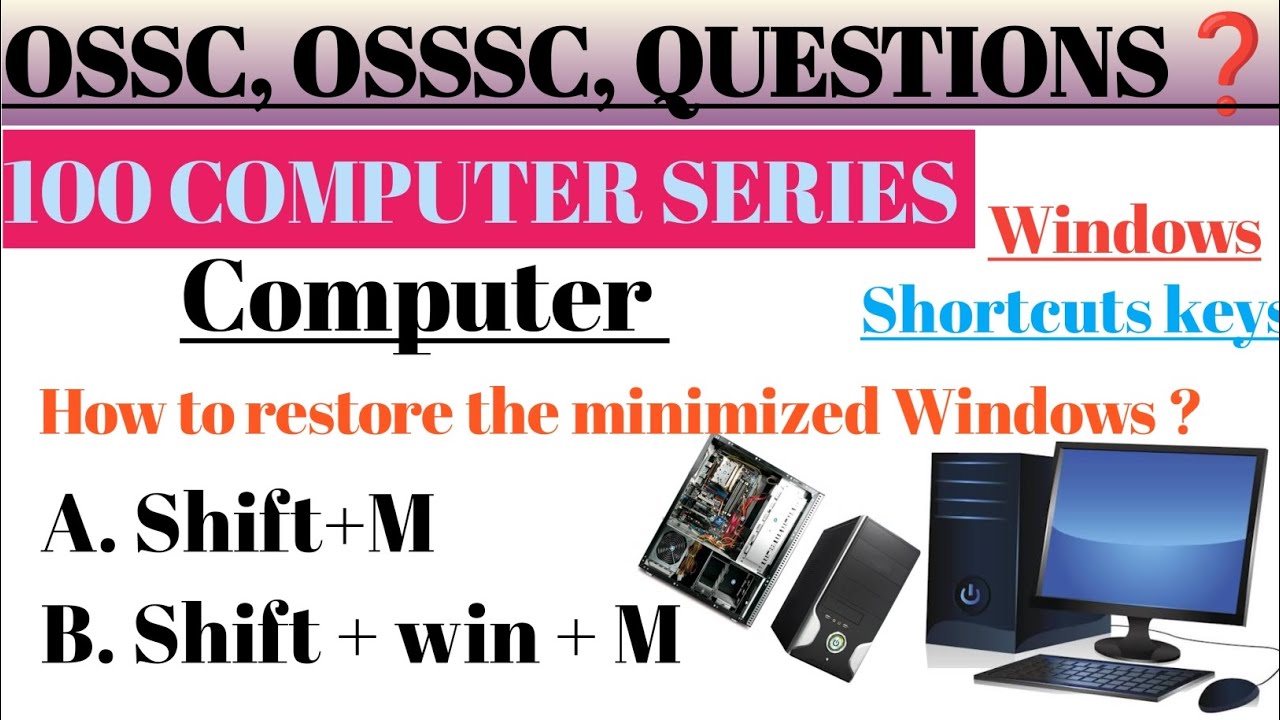  Computer Shortcut Key | Osssc & Osssc Shortcut key  | Top 20 Computer Windows Shortcut key | RI,ARI