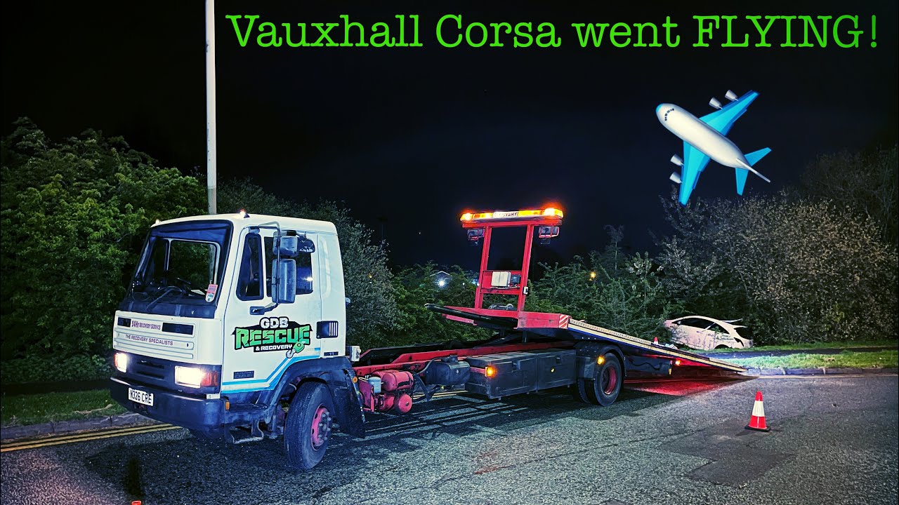 A Vauxhall Corsa FLEW over the ROUNDABOUT in Stafford!