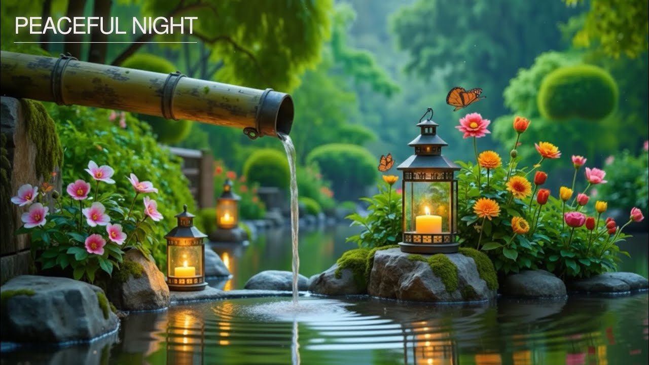 Zen Garden Water Fountain Sounds (30 Minutes) 🌿 Calm Night Ambience for Studying & Sleep