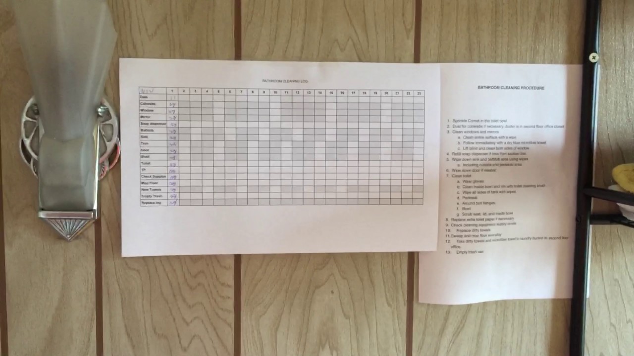 Bathroom cleaning log