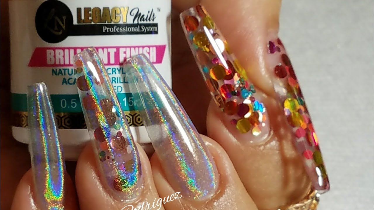 Uñas Acrilicas Transparentes Con Efecto Holográfico