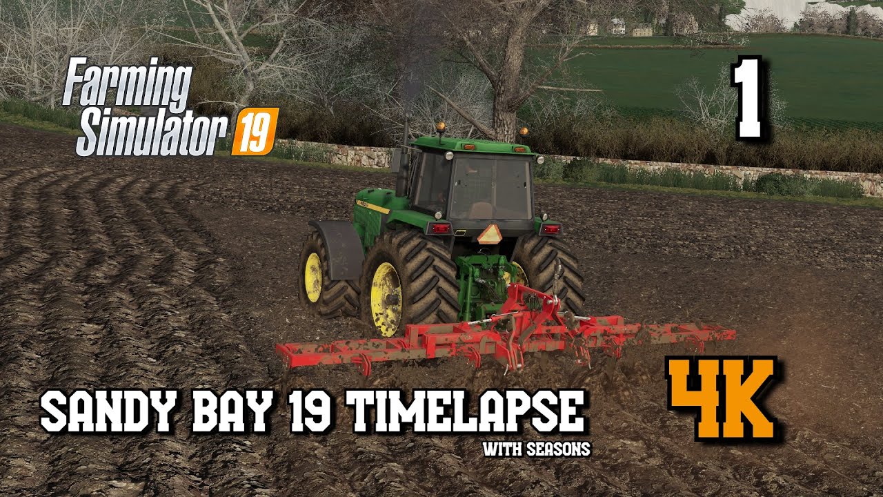 Sandy Bay 19 with Seasons EP1, Ploughing, Fertilising & Lime spreading. FS19 4K Timelapse