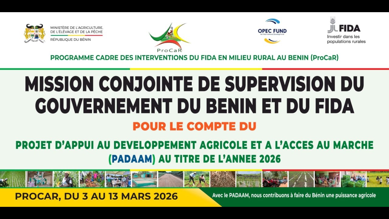 MISSION CONJOINTE DE SUPERVISION DU GOUVERNEMENT DU BENIN-FIDA POUR LE PADAAM AU TITRE DE 2026