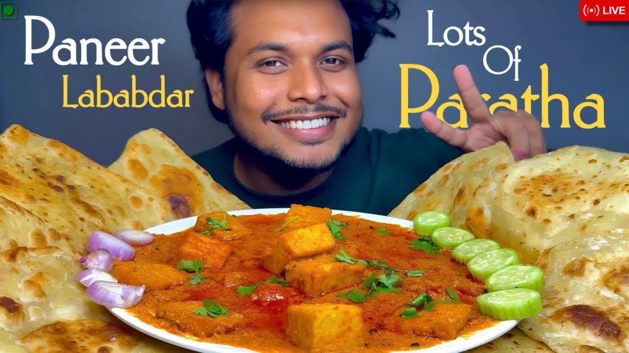 EATING PANEER LABABDAR WITH🥵PARATHA|BUTTER NUN WITH PANEER LABABDAR|SPICY SHOW|VEG EATING SHOW