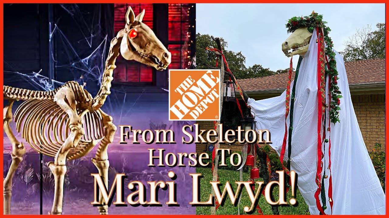 Mari Lwyd How To Transform The Home Depot Halloween Skeleton Horse Into A Giant Christmas Decoration