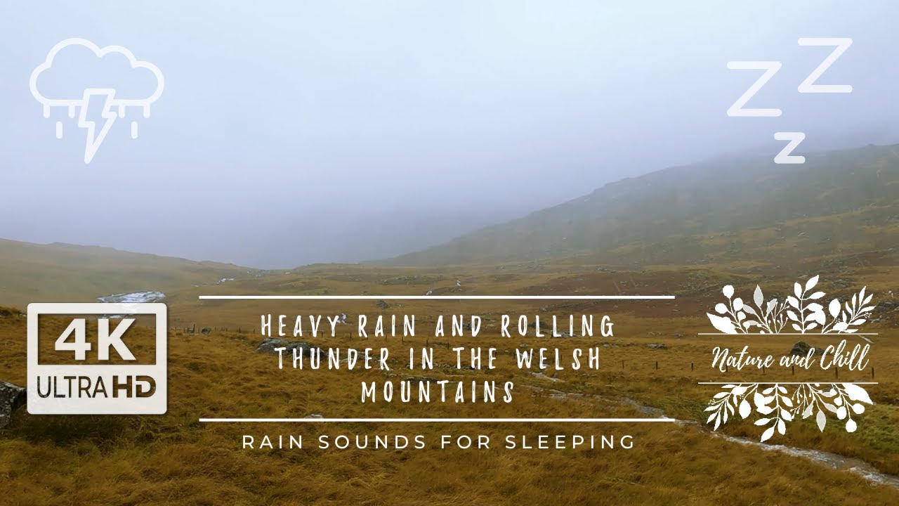 Heavy Rain and Rolling Thunder in the Welsh Mountains [Sleep ASMR, Autumn Ambience, Rain Sounds]