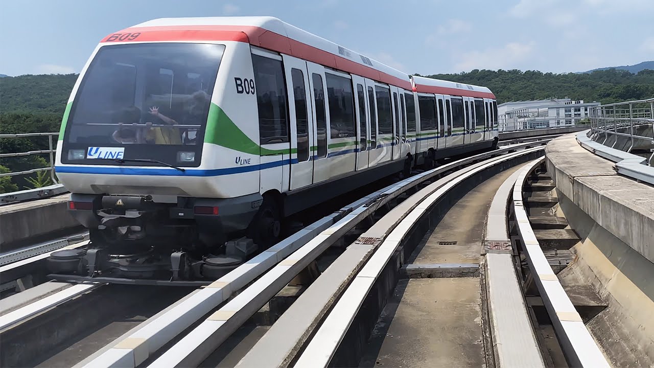 【4K】Riding on korean Amazing Driverless Automatic Train - 4K Walking Tour (▸57 min)