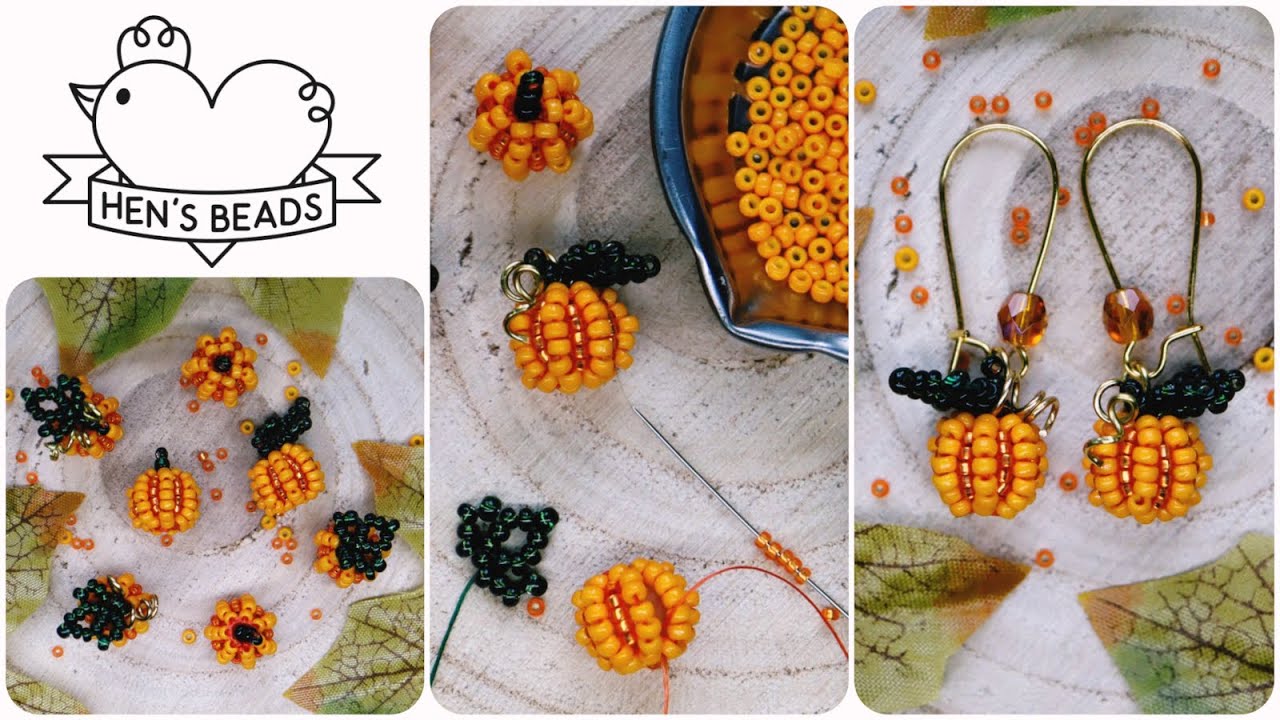 How to make PUMPKIN CHARM from seed beads | Hen's Beads DIY Tutorial