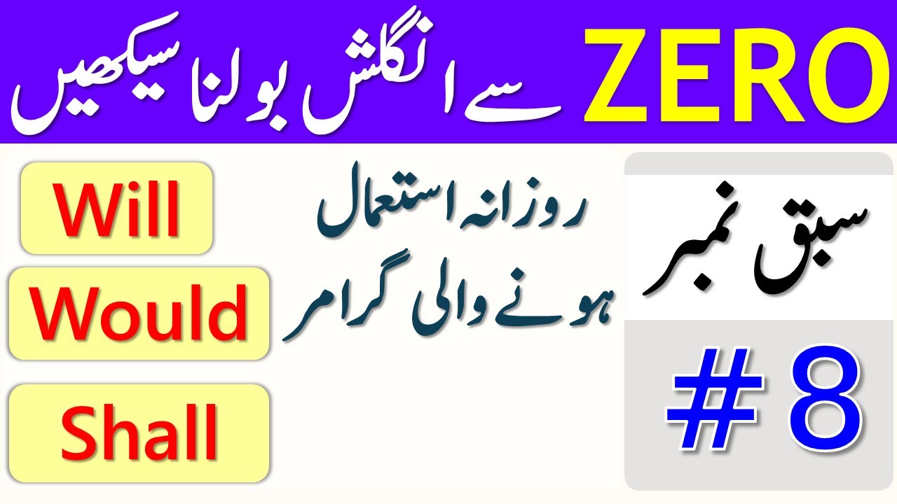 Zero to Advanced Level Course in Urdu | Use of Will, Would, and Shall in English | Class 8