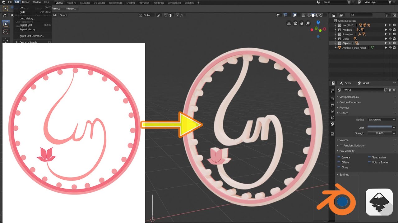 Tutorial Blender 2.83: cara membuat logo 3D dari gambar PNG atau JPEG