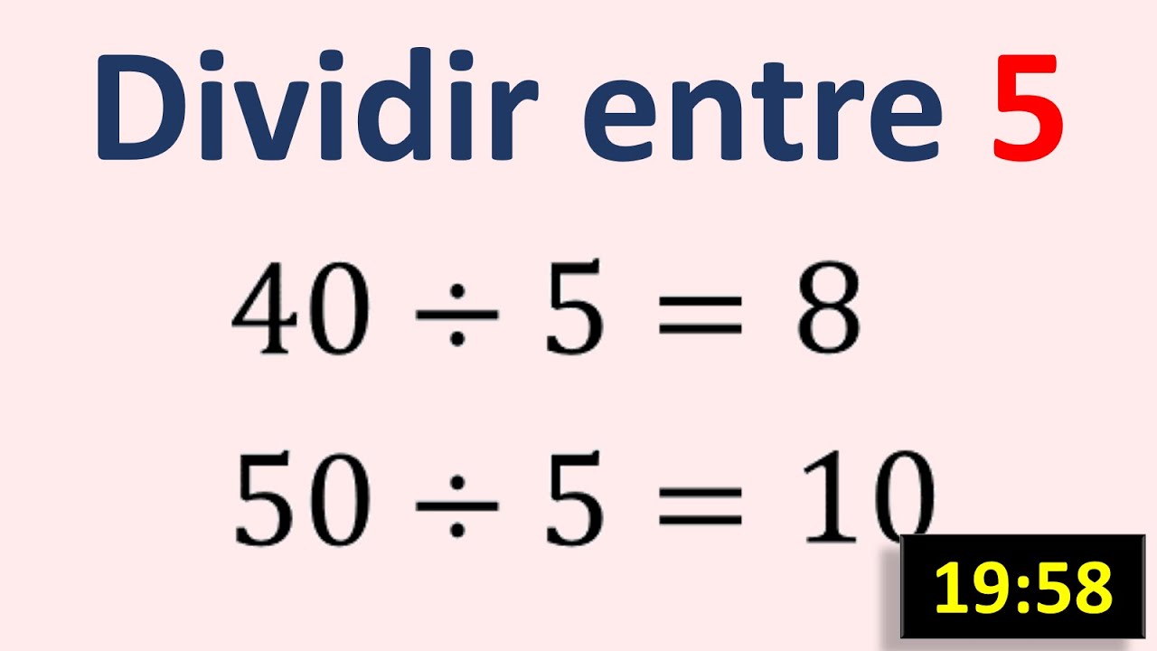 Tabla de dividir del 5 para ni&ntilde;os