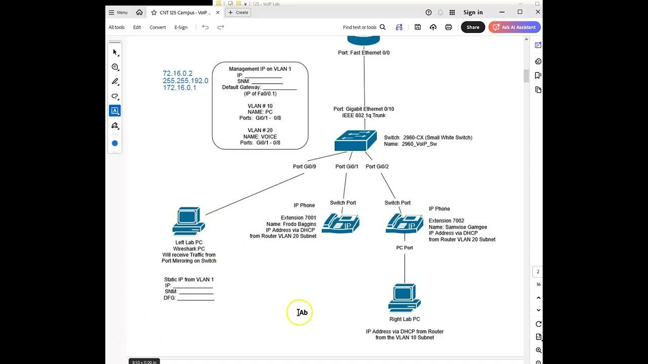 CNT125 Campus VoIP Lab 1 Network Map Sp26