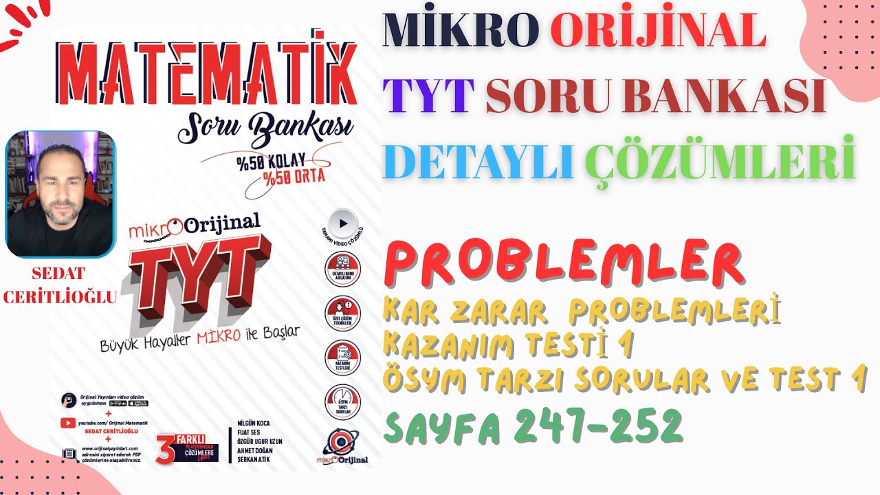 2026 MİKRO ORİJİNAL TYT SORU BANKASI ÇÖZÜMLERİ SYF247-252 #orijinalmatematik #mikroorijinal #yks2026