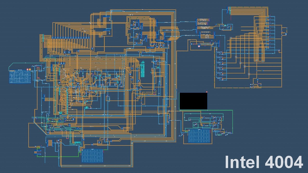 Попытка создать виртуальный процессор Intel 4004 в игре Turing Complete. Пока что не особо удачная.