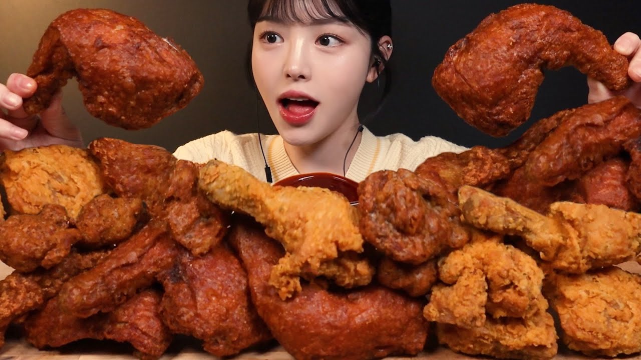 SUB)바삭끝판왕 후라이드 통다리 치킨먹방!🍗 닭껍질튀김에 생맥주까지 치맥 꿀조합 리얼사운드 Chicken & Beer Mukbang Asmr