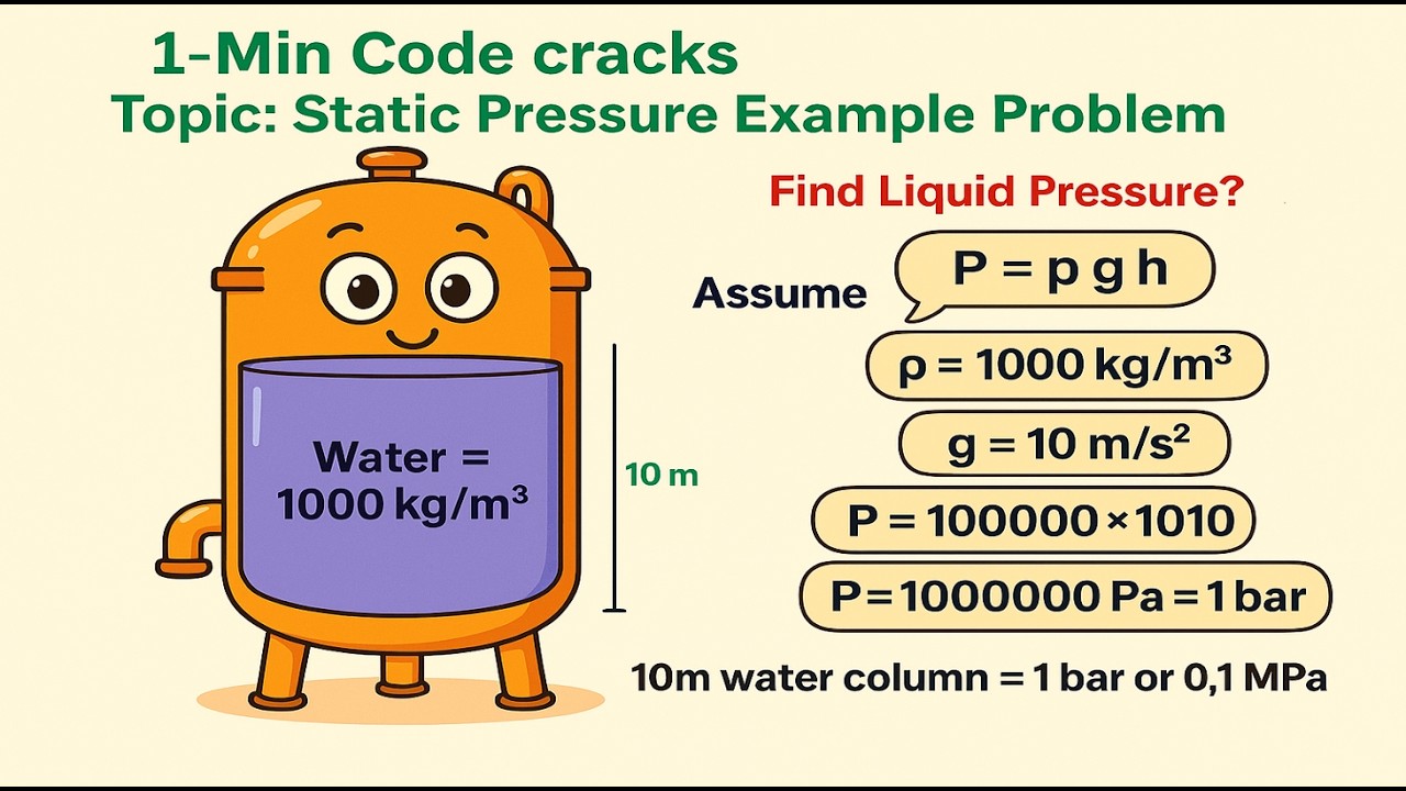 Static Head Pressure | Liquid Pressure Calculation | #tank #vessel #learning #education