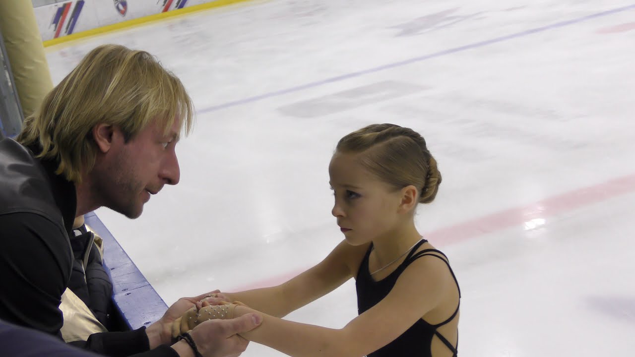 Sofia Titova, FS,  trying 3A. Сoach Evgeni Plushenko : 