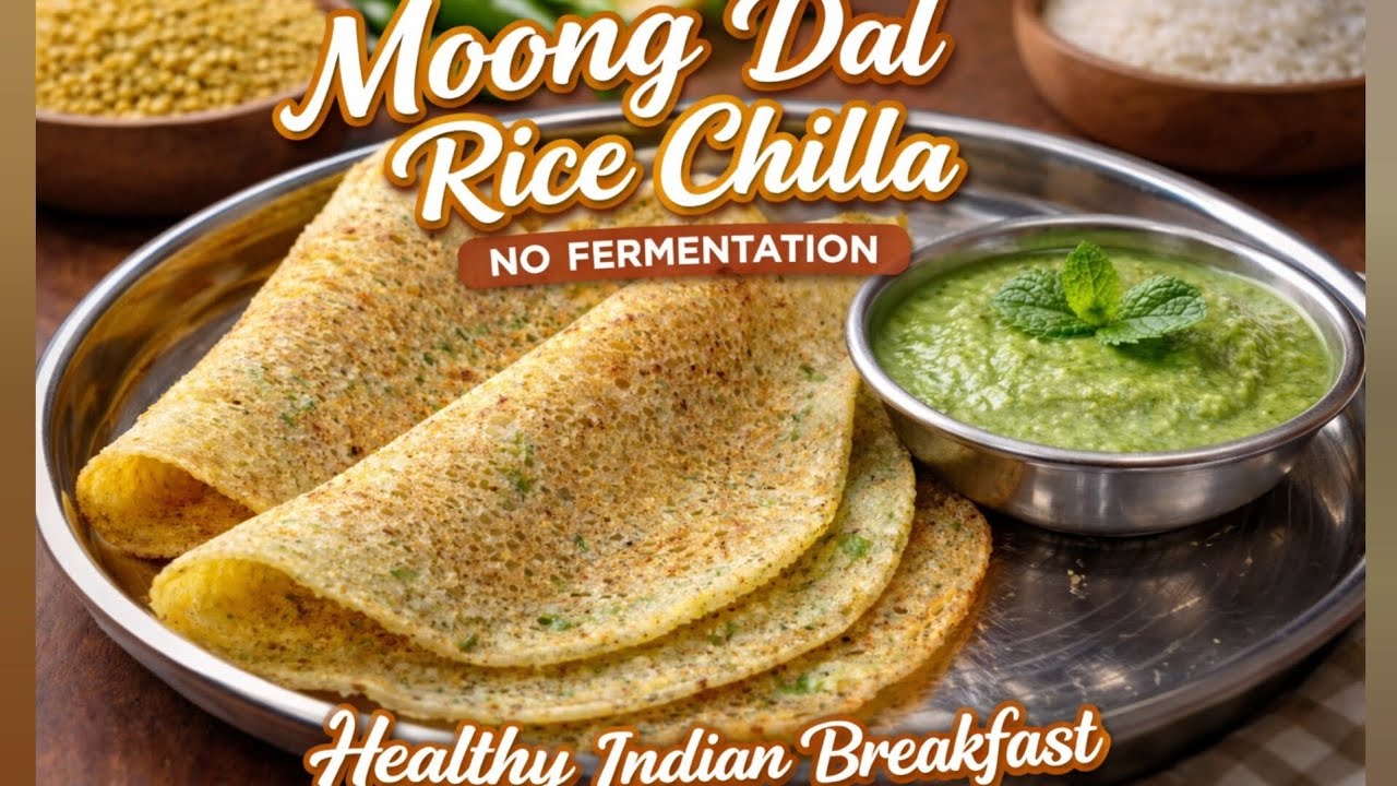 Moong Dal Rice Chilla | No Fermentation | Healthy Indian Breakfast 