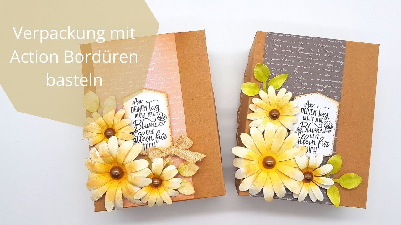 Verpackung basteln mit Bordürenstanzen von Action I Papierblumen basteln