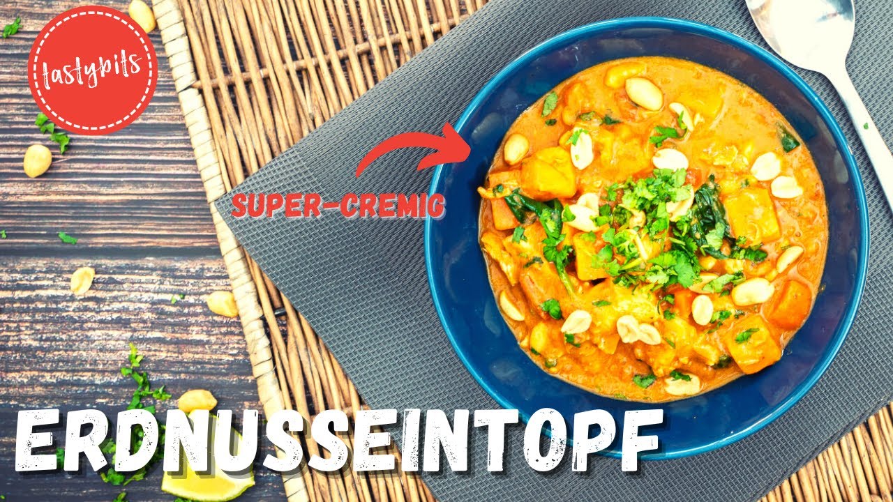 Afrikanischer Erdnusseintopf mit Hähnchen & Gemüse (Rezept)