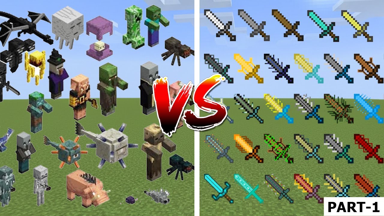 ALL Minecraft Swords vs Every Minecraft Mob