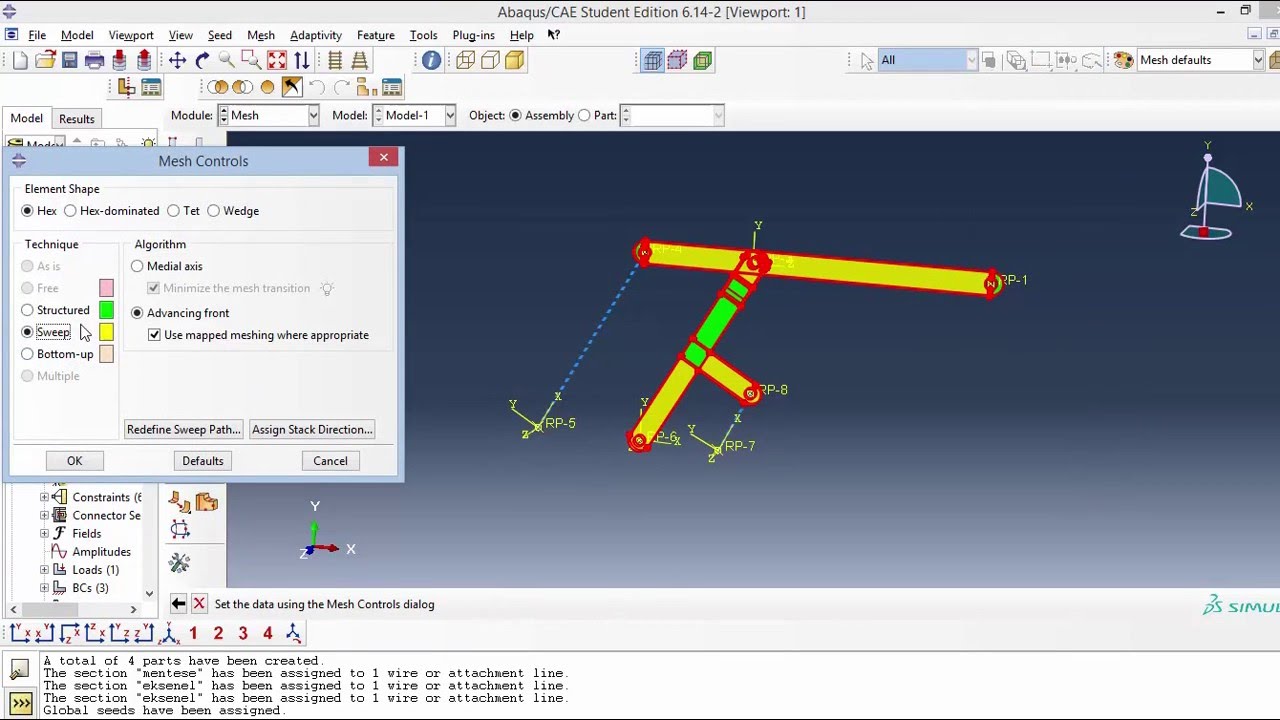 ABAQUS/CAE - Mekanizma ve Mafsal Elemanları Uygulaması