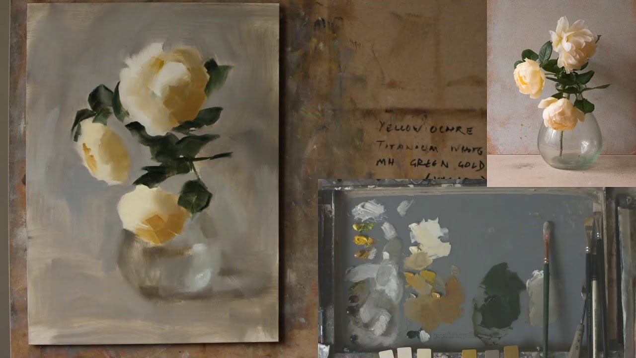 Live stream painting roses in oils, August 4th 2020