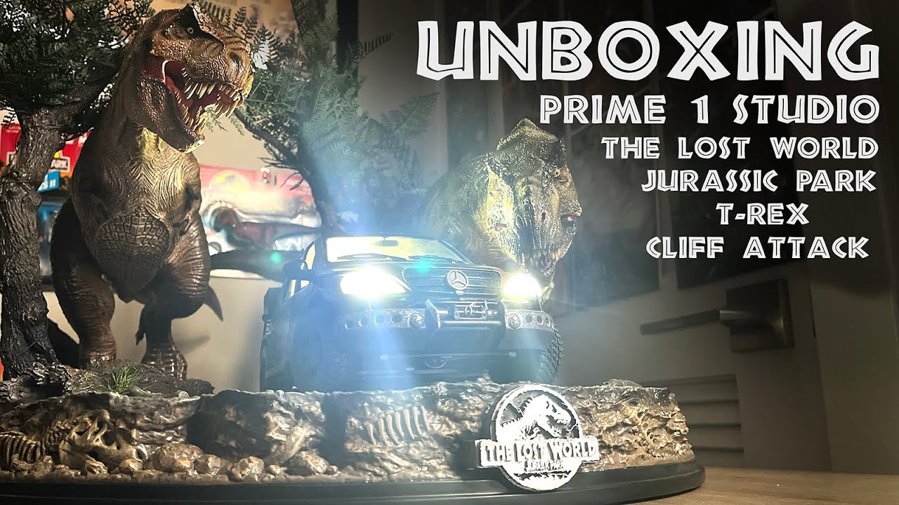 Prime 1 Jurassic Park T-Rex Cliff Attack Statue UNBOXING