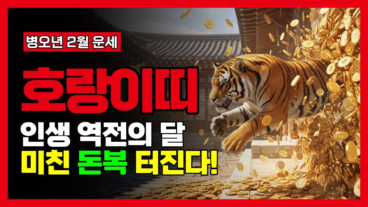 [2월운세] 호랑이띠 인생 역전의 달! 미친 돈복 터진다! 62년생, 74년생, 86년생 호랑이띠 선생님들 주목하세요! #호랑이띠 #호랑이띠운세 #2월 호랑이띠운세