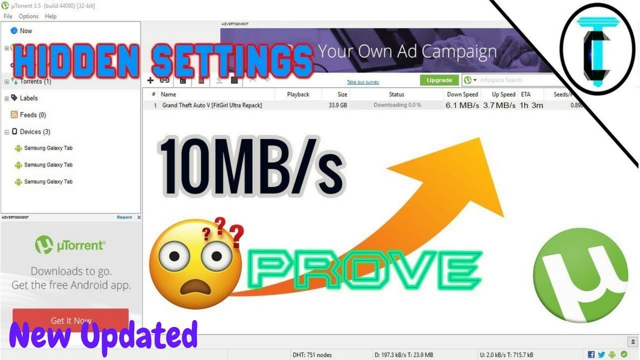 uTorrent Hidden Settings 2018 |10MB/s Download Speed With Prove| Updated