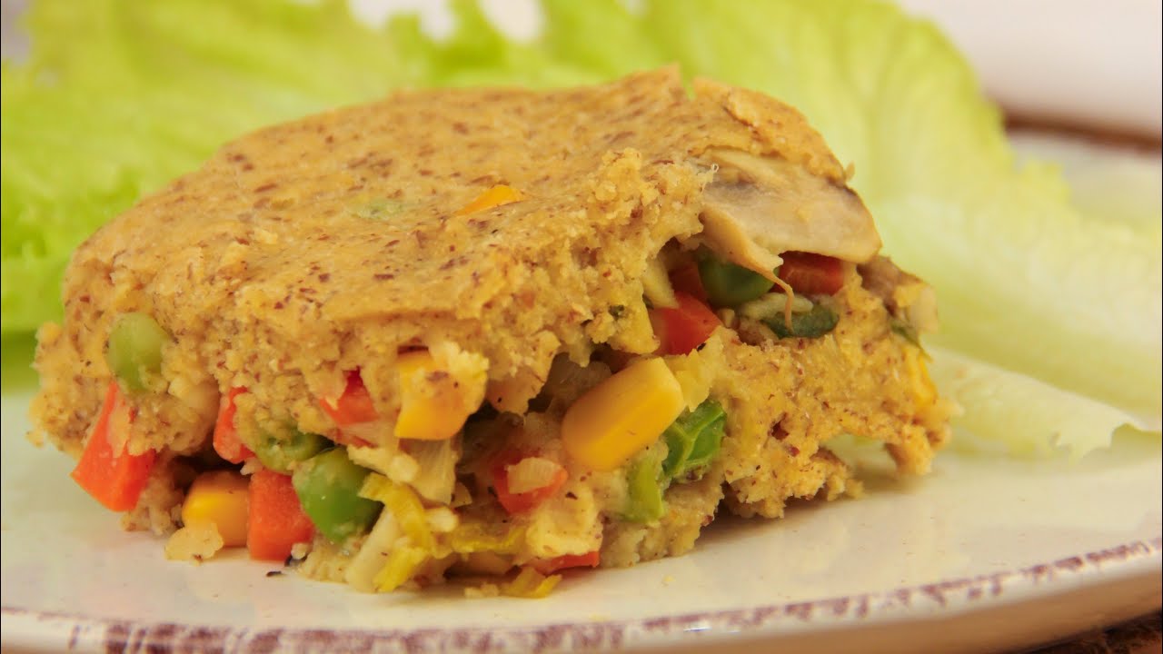 Torta de Legumes com massa de grão de bico e vegana