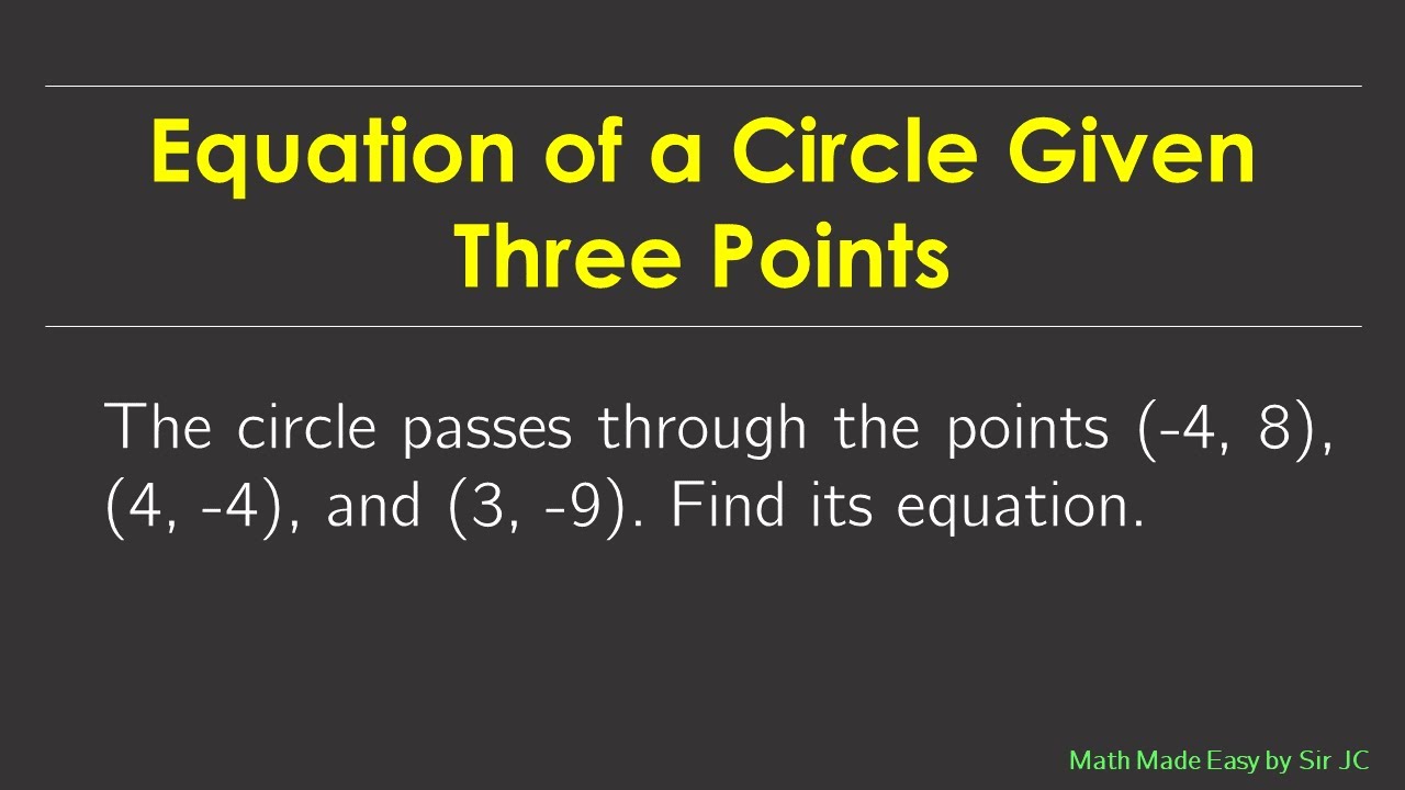 [PRECALCULUS] Equation of a Circle Given Three Points