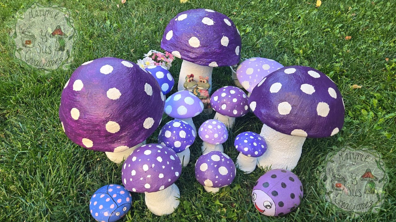 Como hacer Hongos🍄 con Cemento y Reciclaje! ♻️ Para decorar el jardin! 🪴🌿🌸🌵 | MarymeYSusCreaciones