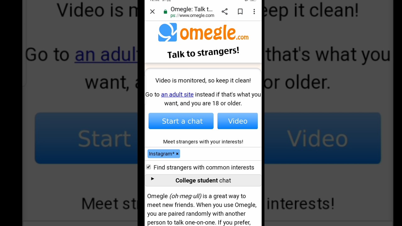 How to Use Omegle video Chat on Mobile📲 | Omegle kaise chalaye |Omegle Tutorial #shorts