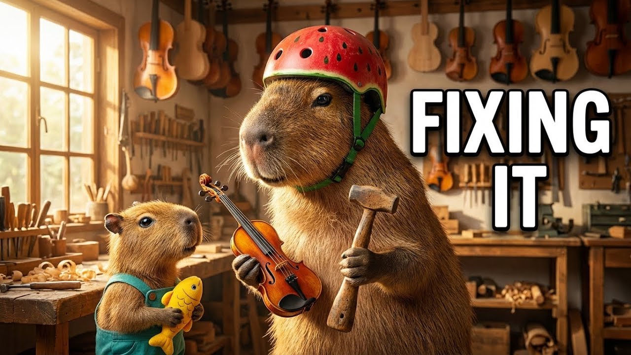 Capybara Dad Repairs a Violin with Unexpected Calm