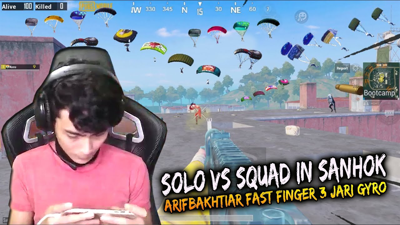 SOLO VS SQUAD IN SANHOK !! FAST FINGER ARIFBAKHTIAR 3 JARI GYRO