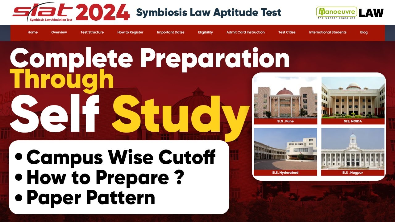 SLAT(Symbiosis)2024 - Complete Preparation Through Self Study |Campus Wise Cut Off | How To Prepare?