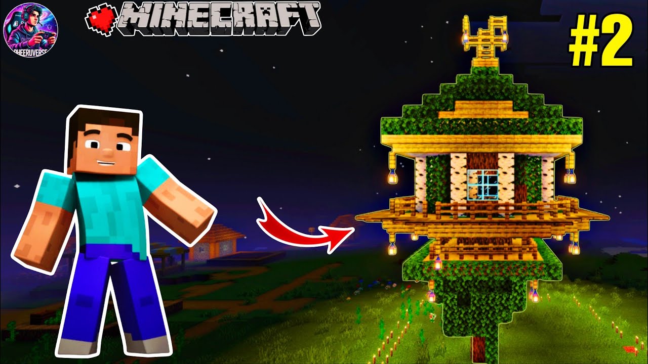 NEW TREE HOUSE + MINING ADVENTURE🔥 | MINECRAFT PE. SURVIVAL SERIES IN HINDI EP #2