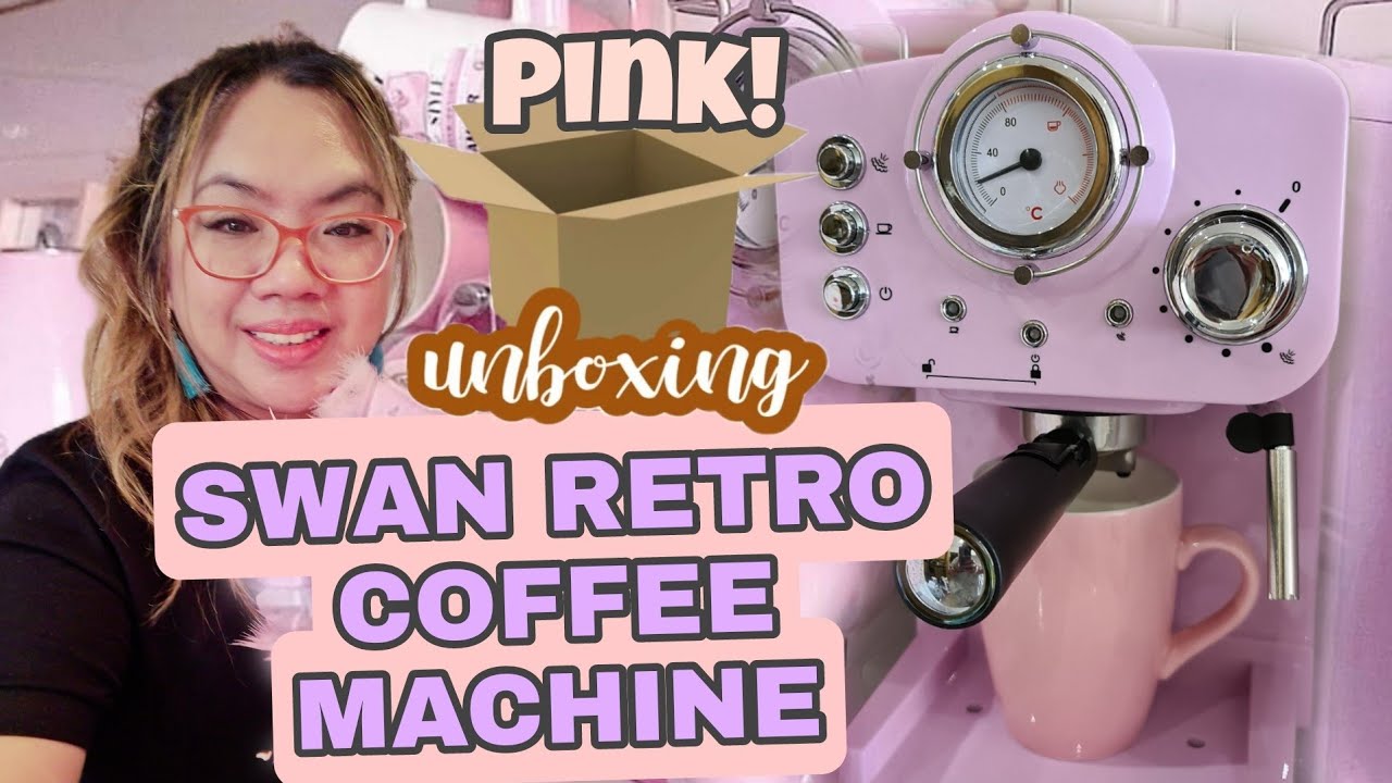 Swan Retro Espresso Coffee Machine Unboxing | Home Coffee Machine Unboxing (Pink!)
