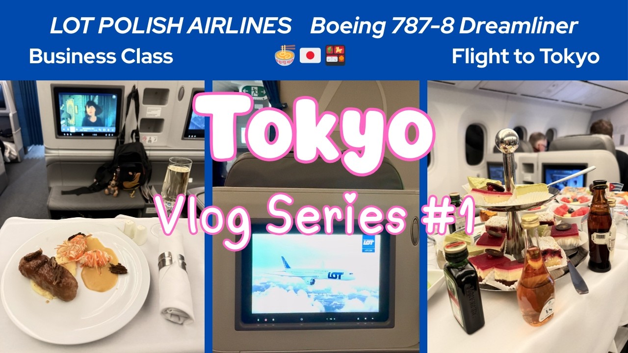 Zurich to Tokyo! LOT Business Class: Boeing 787-8 Dreamliner (Tokyo Vlog Series 1) Airplane Sound