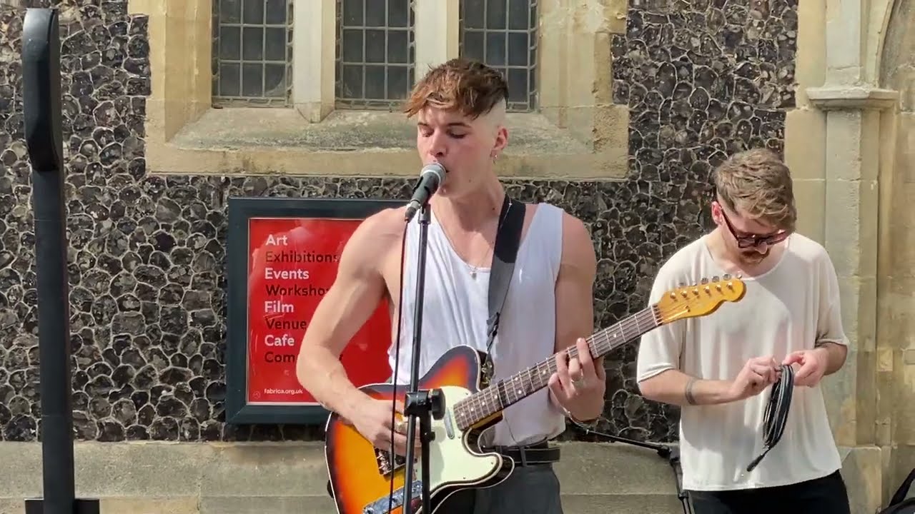 What a warm up! Voodoo Child by Ren busking just before The Big Push band begins. Brighton Ship St.