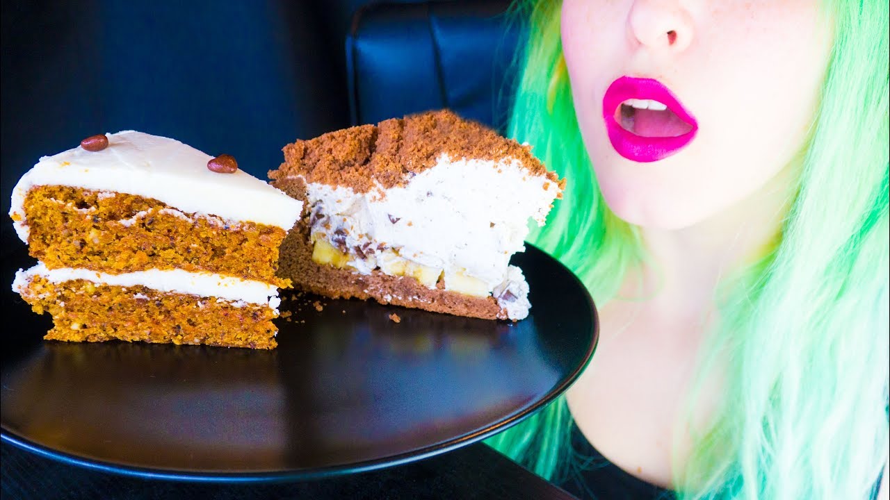 ASMR: Buttery Carrot Cake & Creamy Molehill | My Birthday Cakes! ~ Relaxing Eating Sounds [V] 😻
